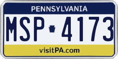 PA license plate MSP4173