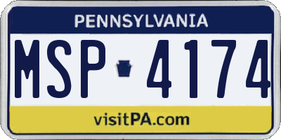 PA license plate MSP4174