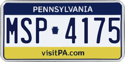 PA license plate MSP4175