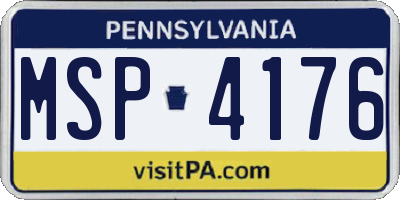 PA license plate MSP4176