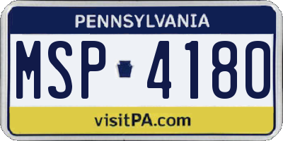PA license plate MSP4180