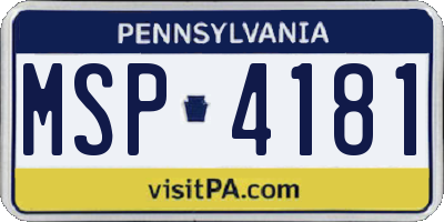 PA license plate MSP4181