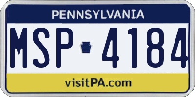 PA license plate MSP4184