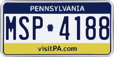 PA license plate MSP4188