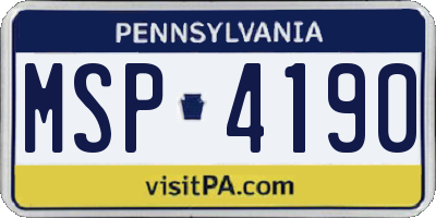 PA license plate MSP4190