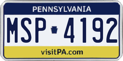 PA license plate MSP4192