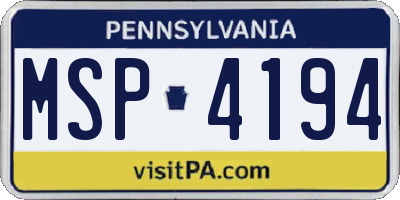 PA license plate MSP4194