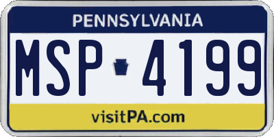 PA license plate MSP4199