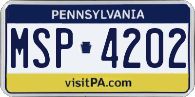 PA license plate MSP4202
