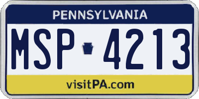 PA license plate MSP4213