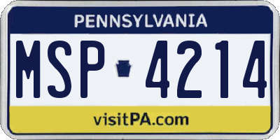 PA license plate MSP4214