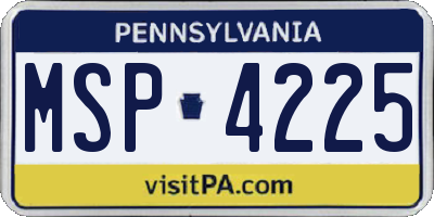 PA license plate MSP4225
