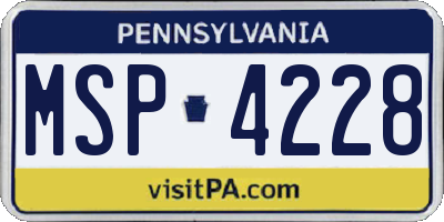 PA license plate MSP4228