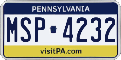 PA license plate MSP4232