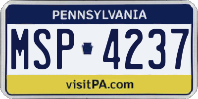 PA license plate MSP4237