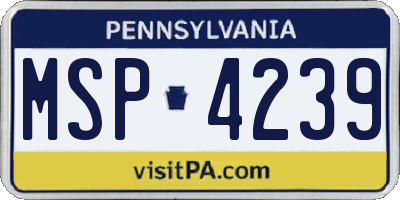 PA license plate MSP4239