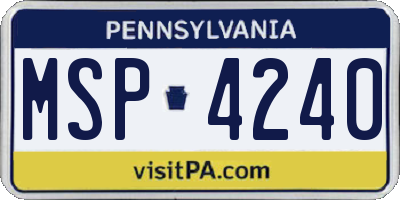 PA license plate MSP4240