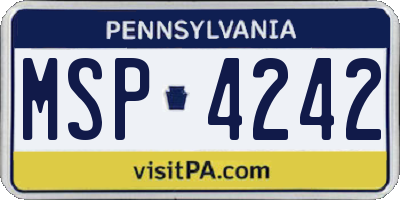 PA license plate MSP4242