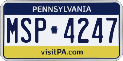 PA license plate MSP4247