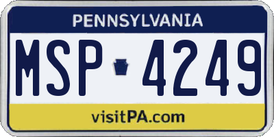 PA license plate MSP4249