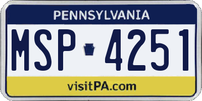 PA license plate MSP4251