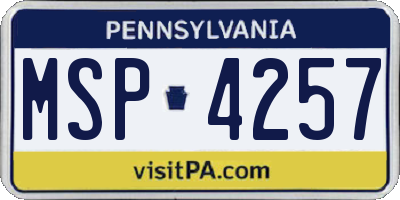PA license plate MSP4257