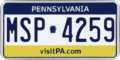 PA license plate MSP4259