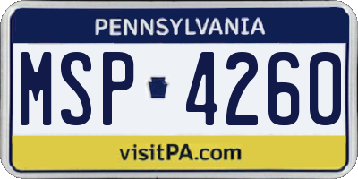 PA license plate MSP4260