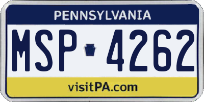 PA license plate MSP4262