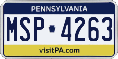 PA license plate MSP4263