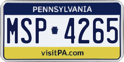 PA license plate MSP4265