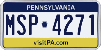 PA license plate MSP4271