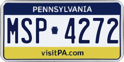 PA license plate MSP4272