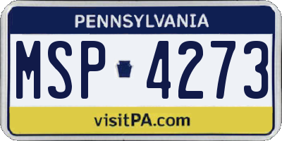 PA license plate MSP4273