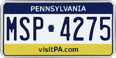 PA license plate MSP4275