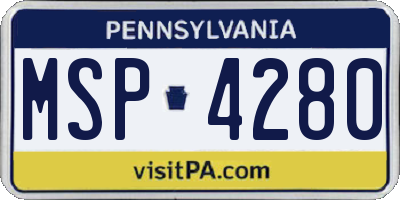 PA license plate MSP4280