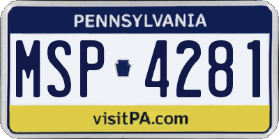 PA license plate MSP4281