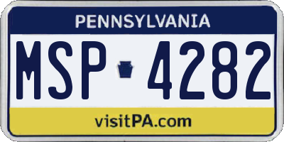 PA license plate MSP4282