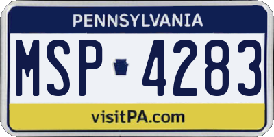 PA license plate MSP4283