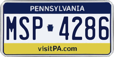 PA license plate MSP4286