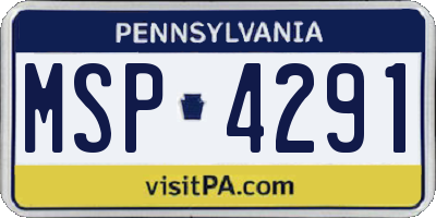PA license plate MSP4291