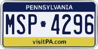 PA license plate MSP4296