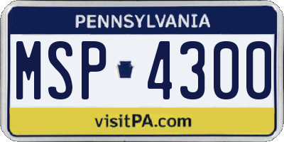 PA license plate MSP4300
