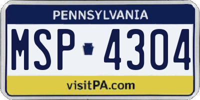 PA license plate MSP4304