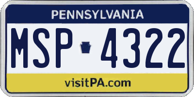 PA license plate MSP4322