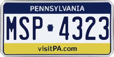 PA license plate MSP4323