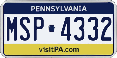 PA license plate MSP4332