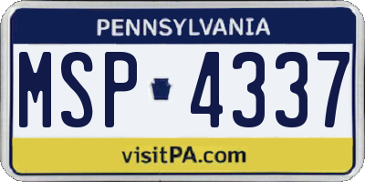 PA license plate MSP4337