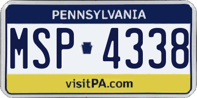 PA license plate MSP4338