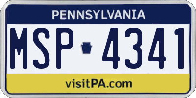 PA license plate MSP4341